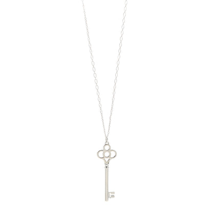 Tiffany Sterling Silver Large Crown Key Pendant Necklace 1 of 5