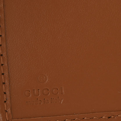 Gucci Moire Calfskin Monogram Bi-Fold Wallet Azure Harness Brown 6 of 9