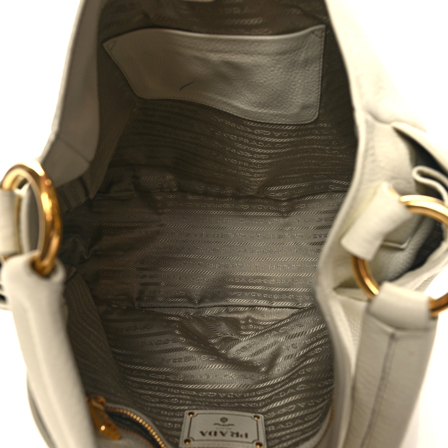 Prada Vitello Daino Side Zip Pocket Hobo Talco 5 of 13