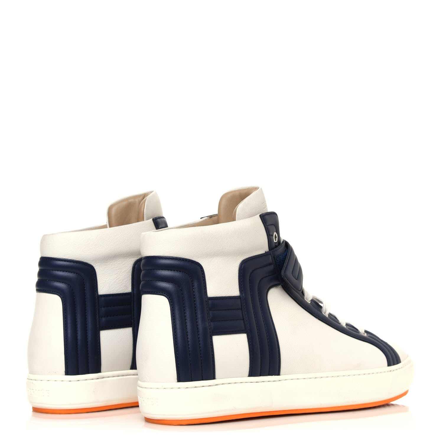 Hermes Calfskin Mens High Top Lions Sneakers 42.5 White Indigo 4 of 6
