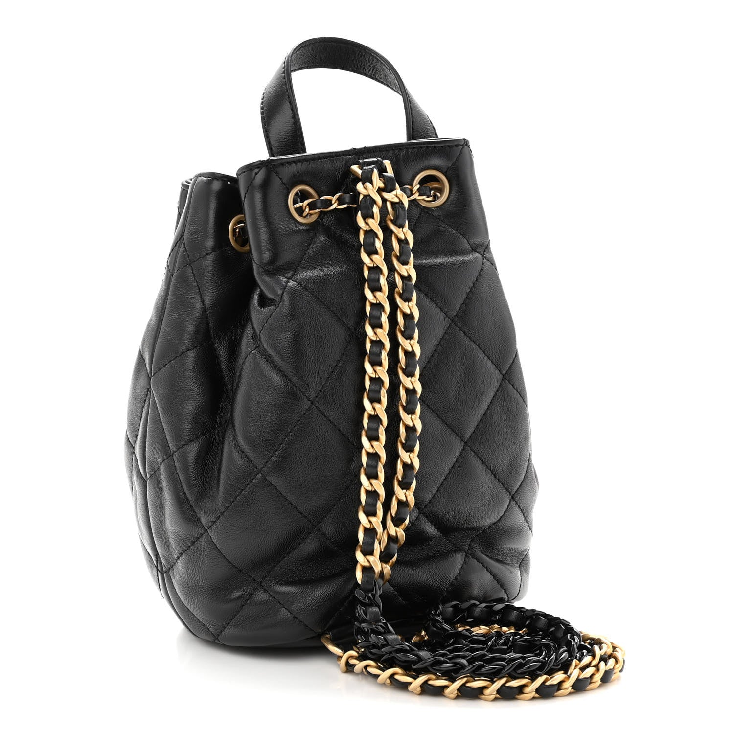 Chanel Calfskin Quilted CC Chain Bucket Backpack Black 3 of 10