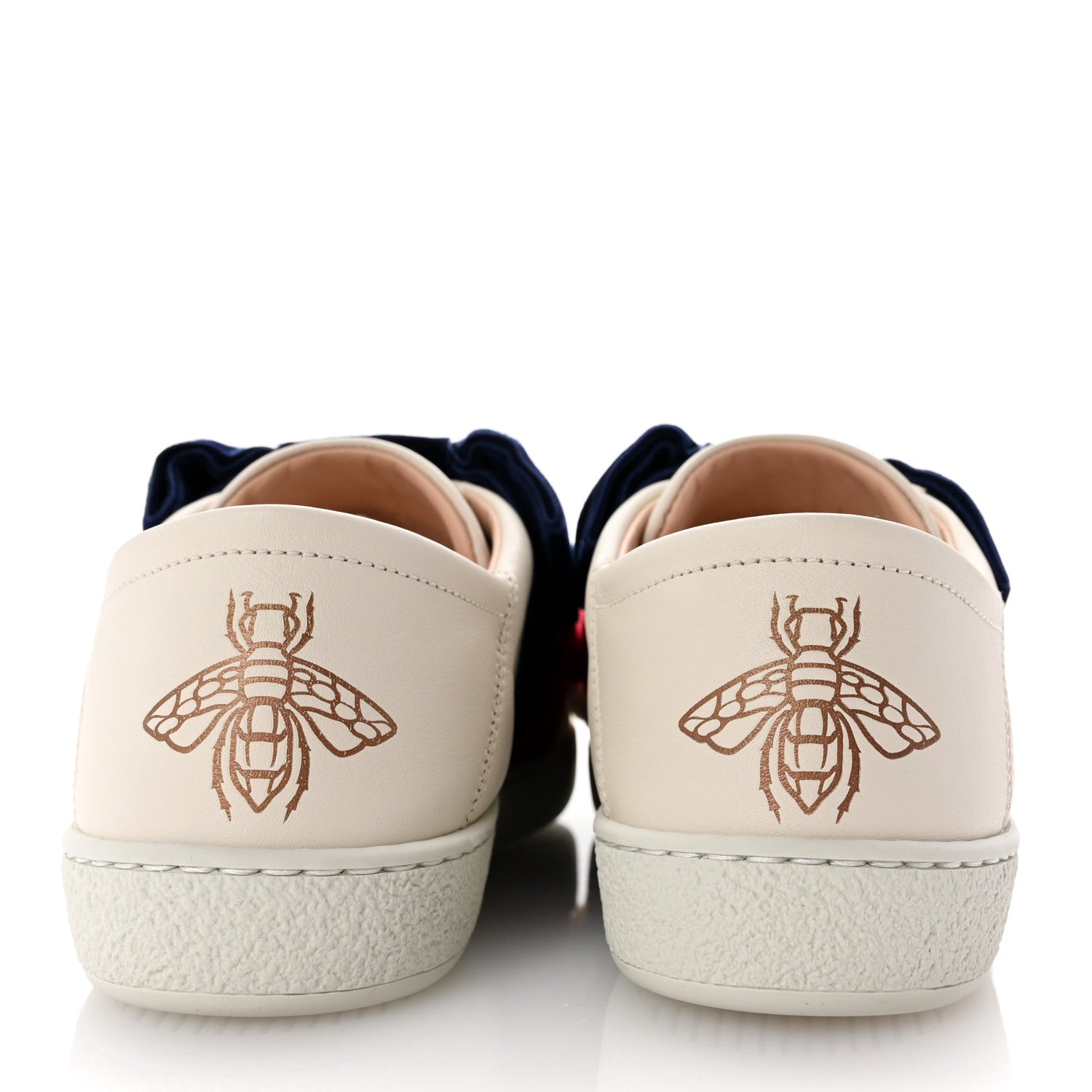 Gucci Calfskin Velvet Womens Bow Ace Sneakers 35.5 White 6 of 11