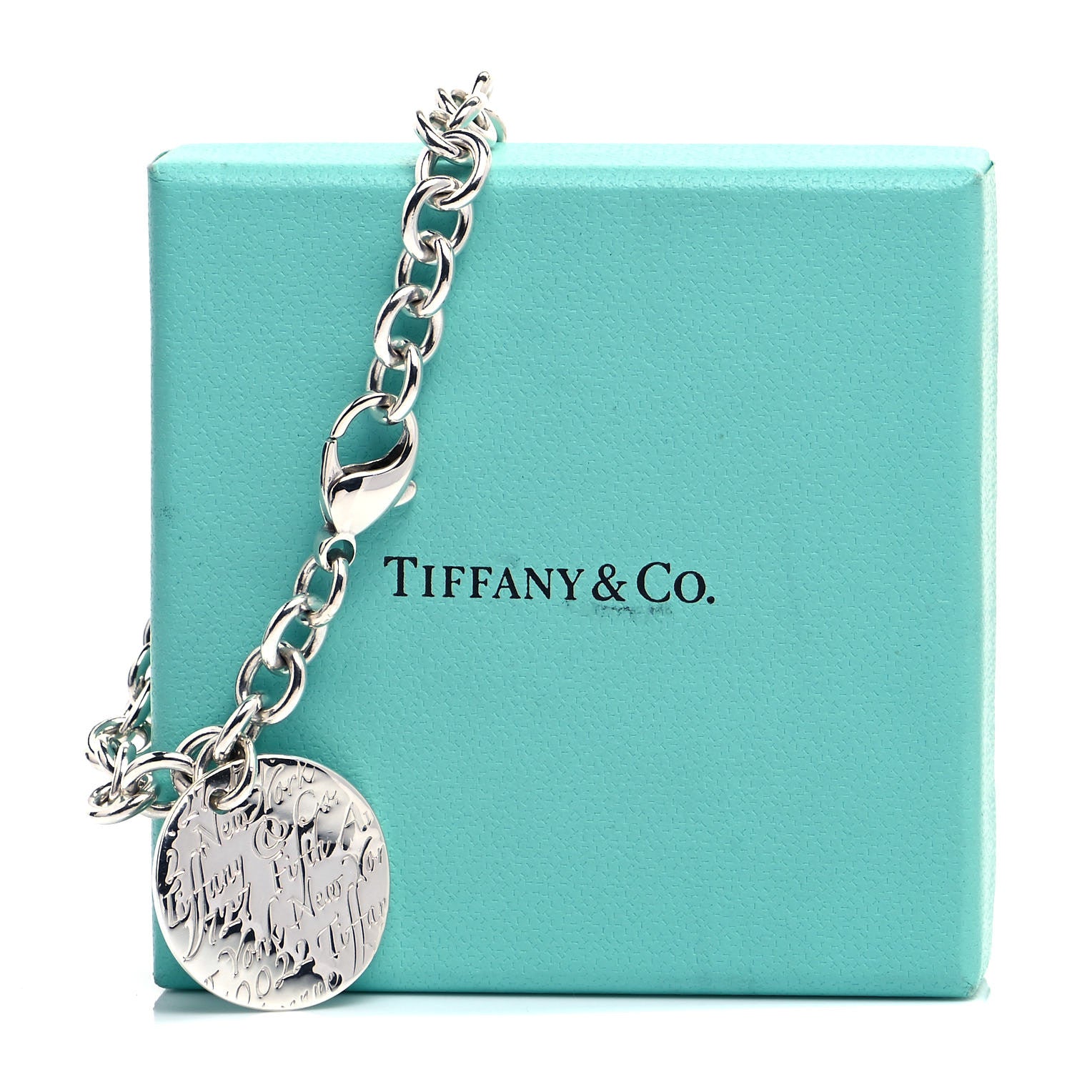 Tiffany Sterling Silver Notes Round Tag Charm Bracelet 6 of 6