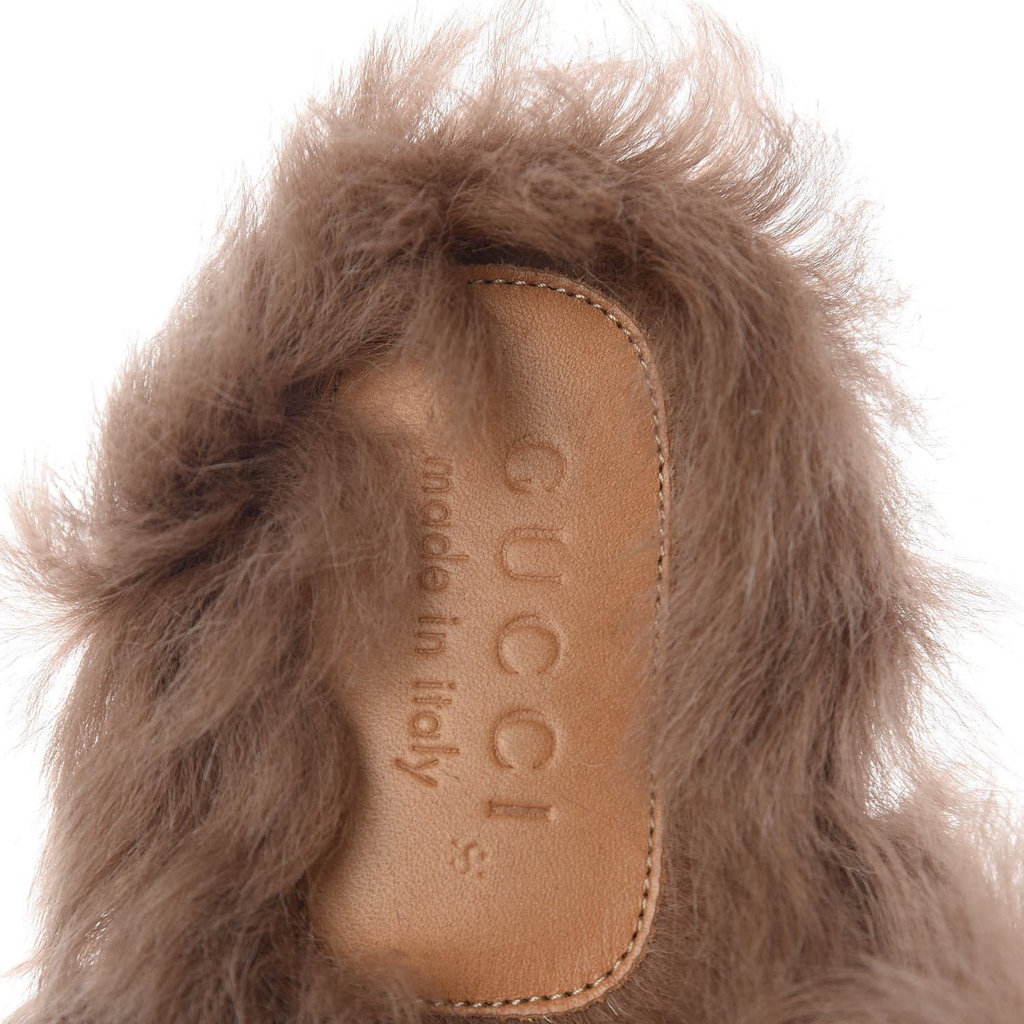 Goatskin Fur Web GG Mens Princetown Slippers 9 Cocoa
