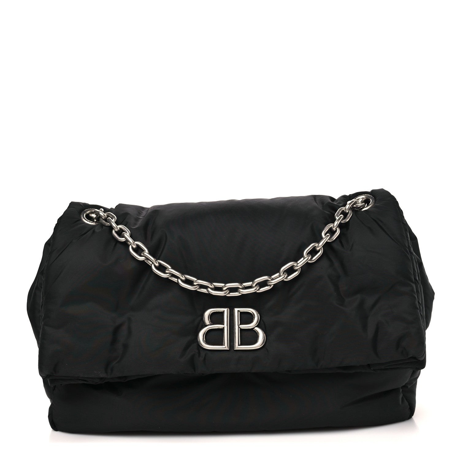 Balenciaga Nylon Medium Monaco Chain Shoulder Bag Black 1 of 10