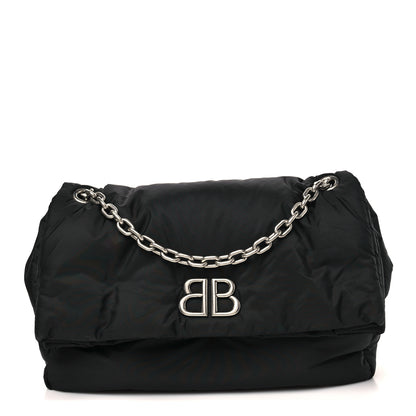 Balenciaga Nylon Medium Monaco Chain Shoulder Bag Black 1 of 10
