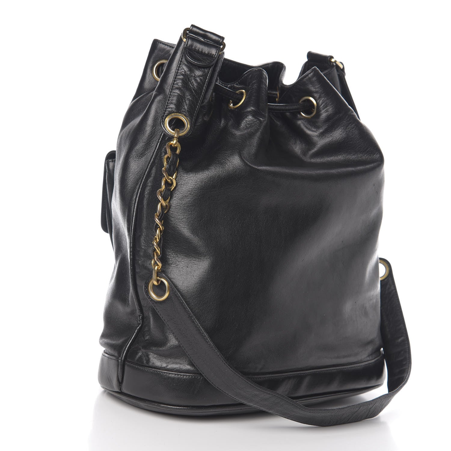 Chanel Lambskin CC Drawstring Shoulder Bag Black 2 of 9