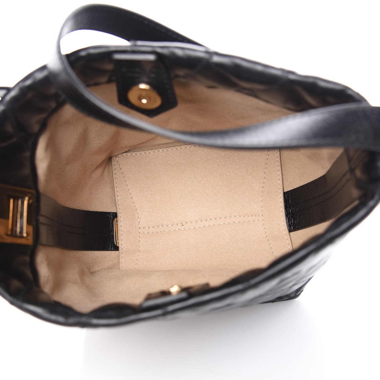 Lambskin Quilted Mini GV Bucket Bag Black