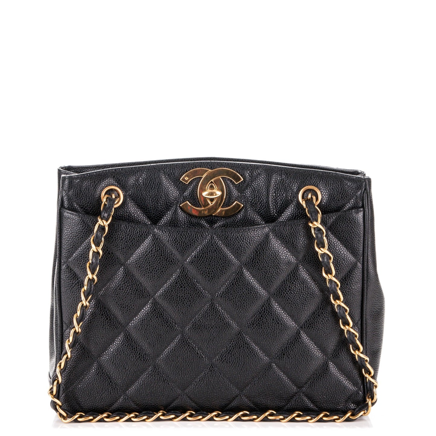 Caviar Quilted CC Shoulder Bag Black