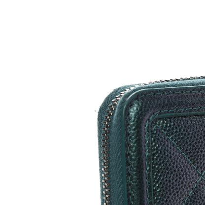 Chanel Iridescent Caviar Quilted Medium Filigree Zip Around Wallet Dark Turquoise 11 of 12