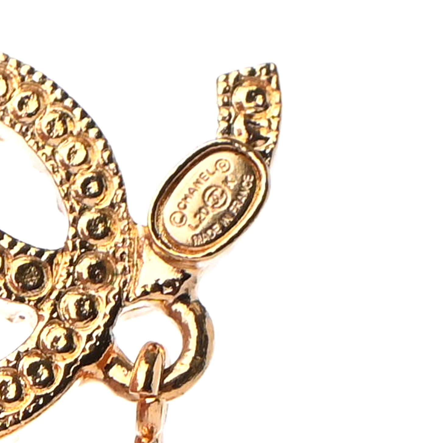 Chanel Crystal Pearl CC Drop Earrings Gold 4 of 4