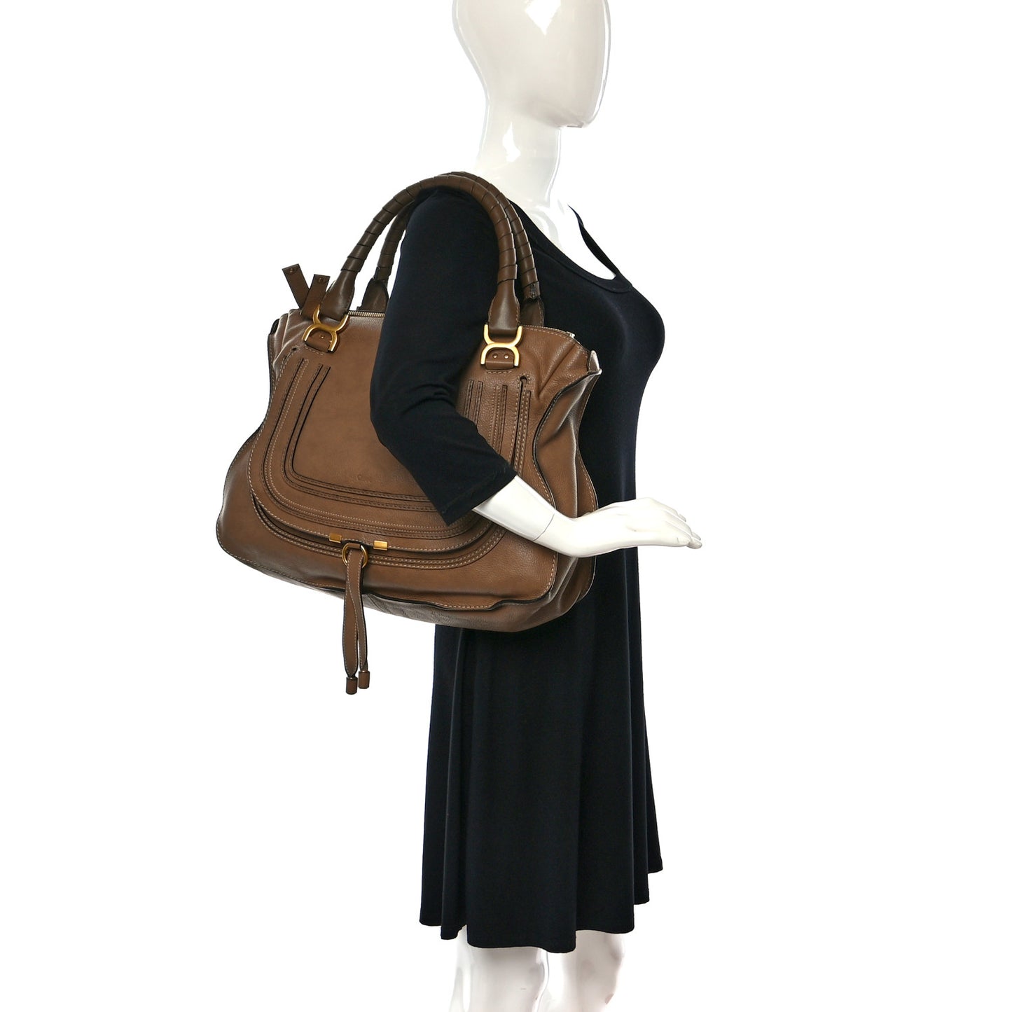 Calfskin Large Marcie Satchel Nut