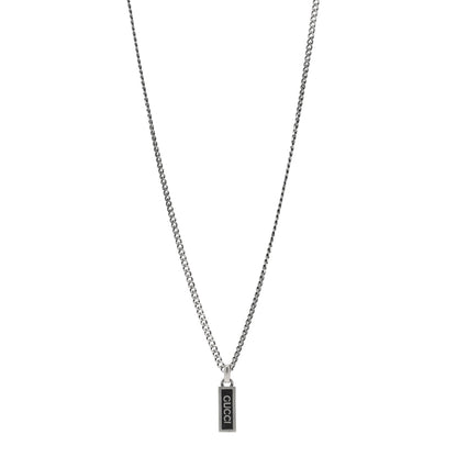 Gucci Sterling Silver Enamel Tag Pendant Necklace Black 1 of 3