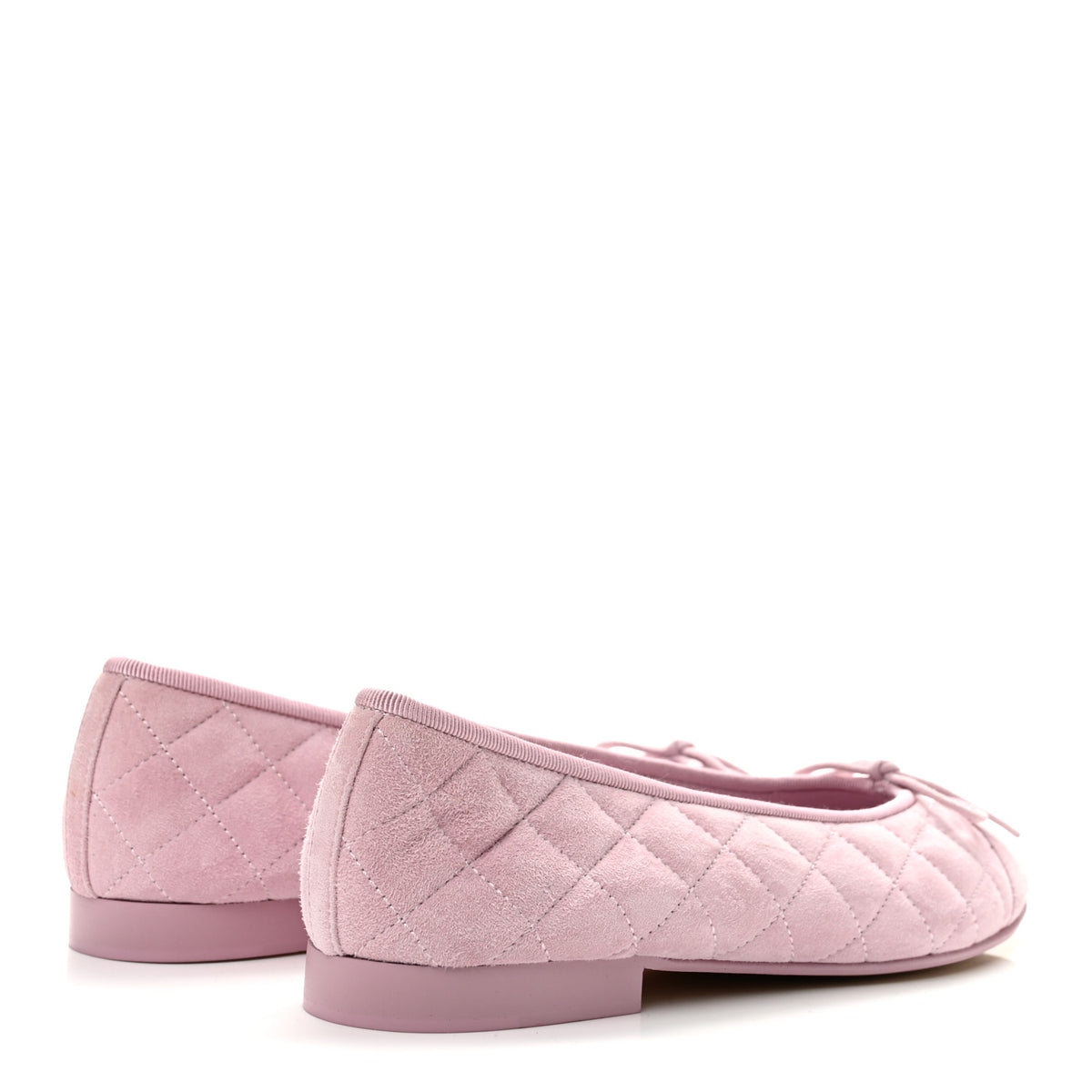 Suede Quilted Cap Toe CC Ballerina Flats 37.5 Light Pink