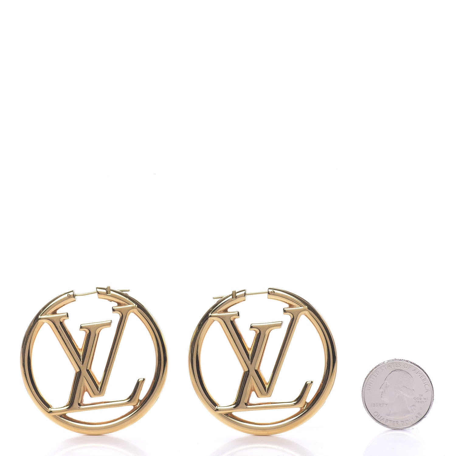 Louis Vuitton Metal Louise Hoop Earrings Gold 2 of 4