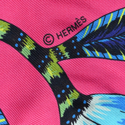 Hermes Silk The Savana Dance Twilly Rose Indien Indigo Vert 4 of 6