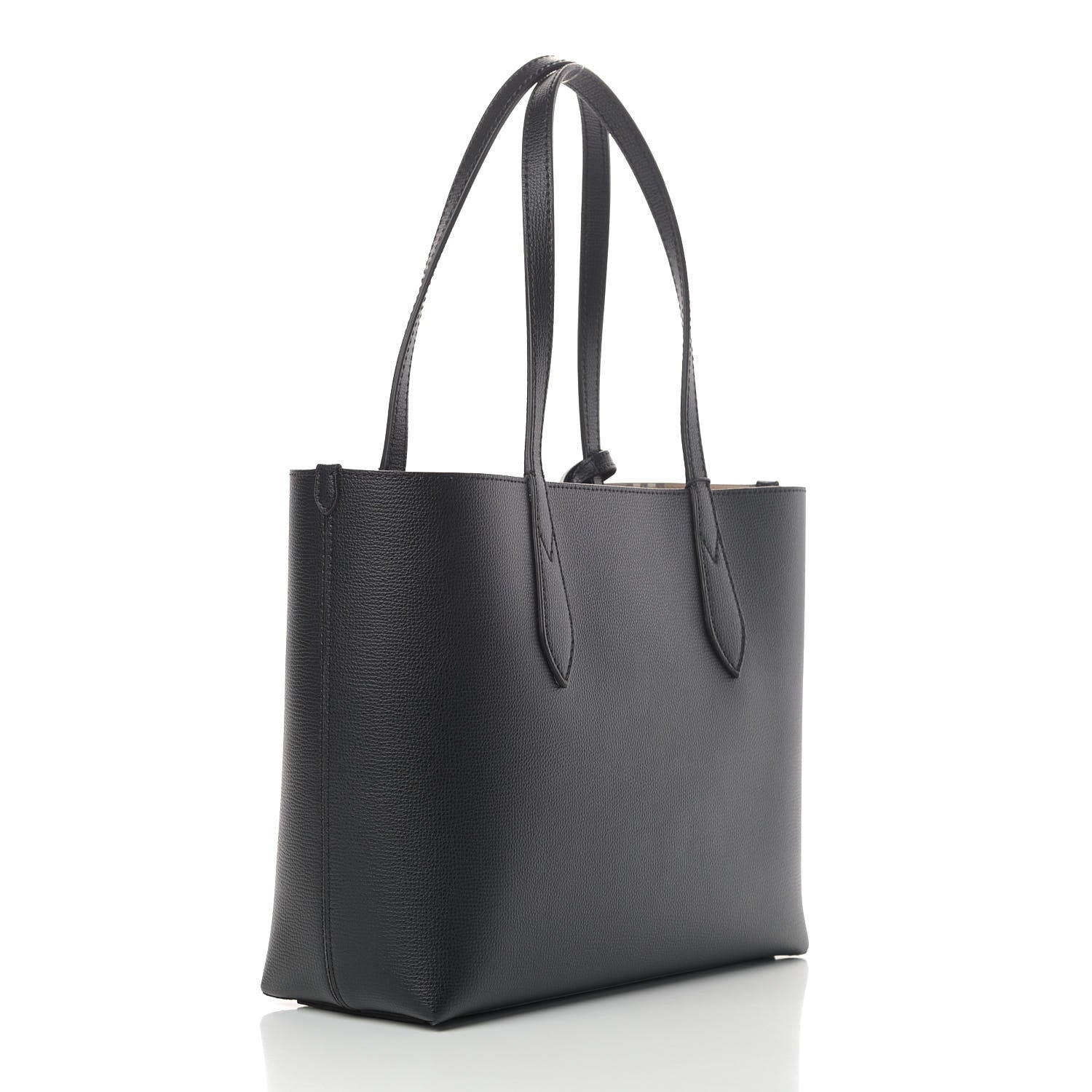 Burberry Grainy Calfskin Haymarket Check Small Reversible Tote Black 9 of 17