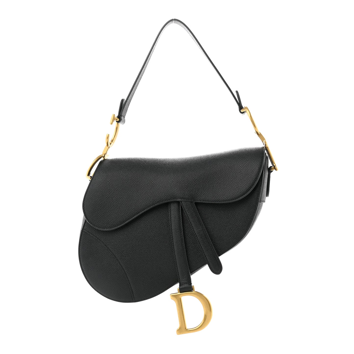 Grained Calfskin Saddle Bag Black