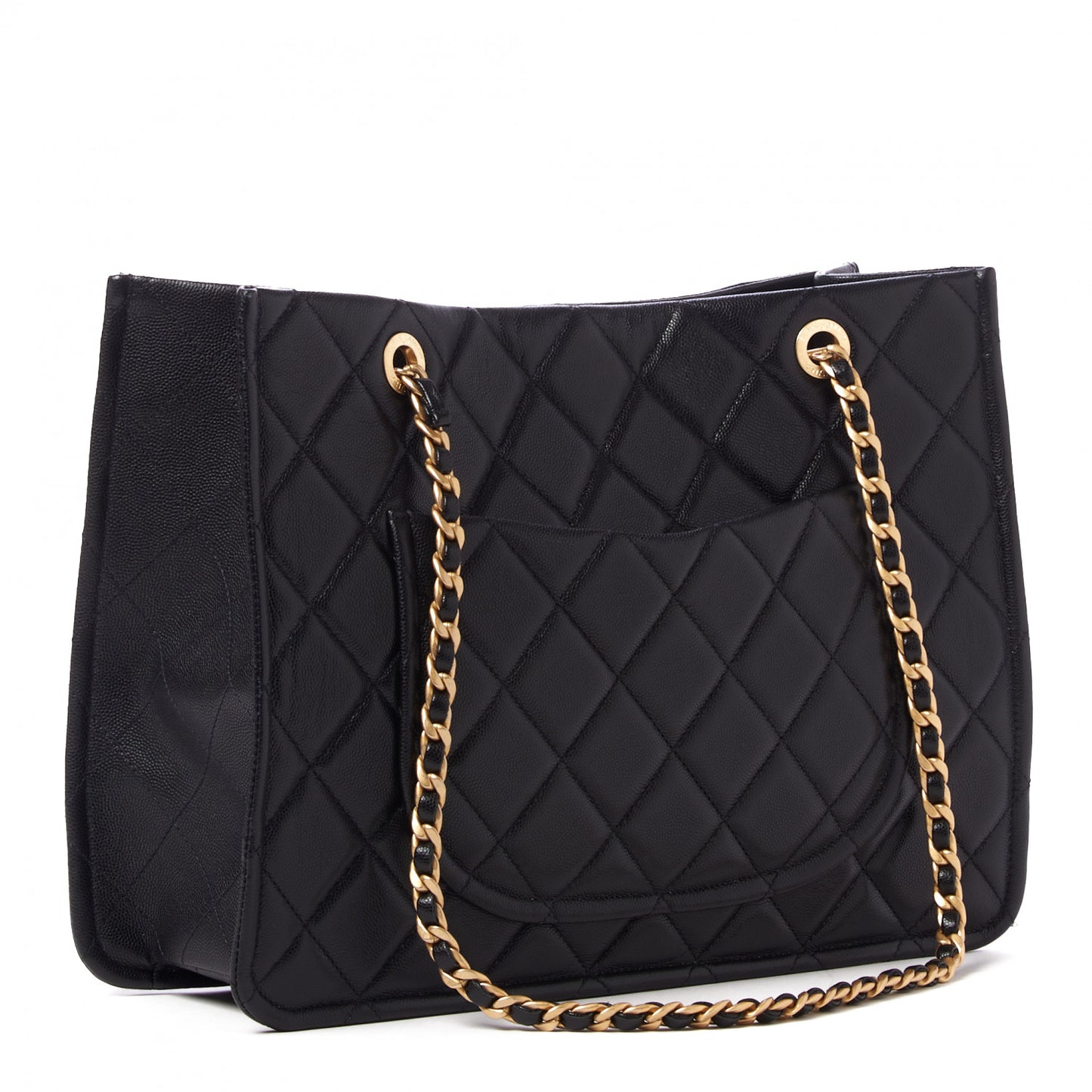 Caviar Quilted Sweet Classic Shopping Tote Black