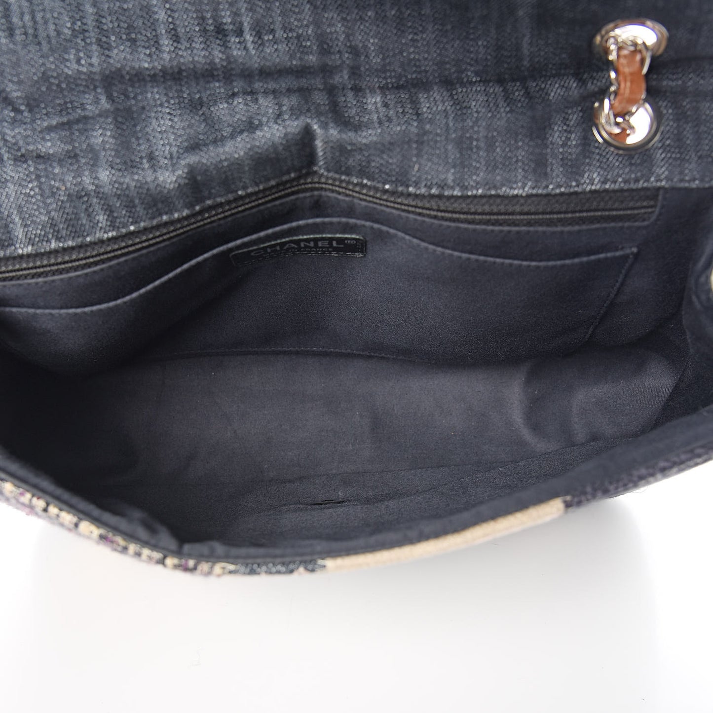 Denim Tweed Patchwork Jumbo Single Flap Multicolor