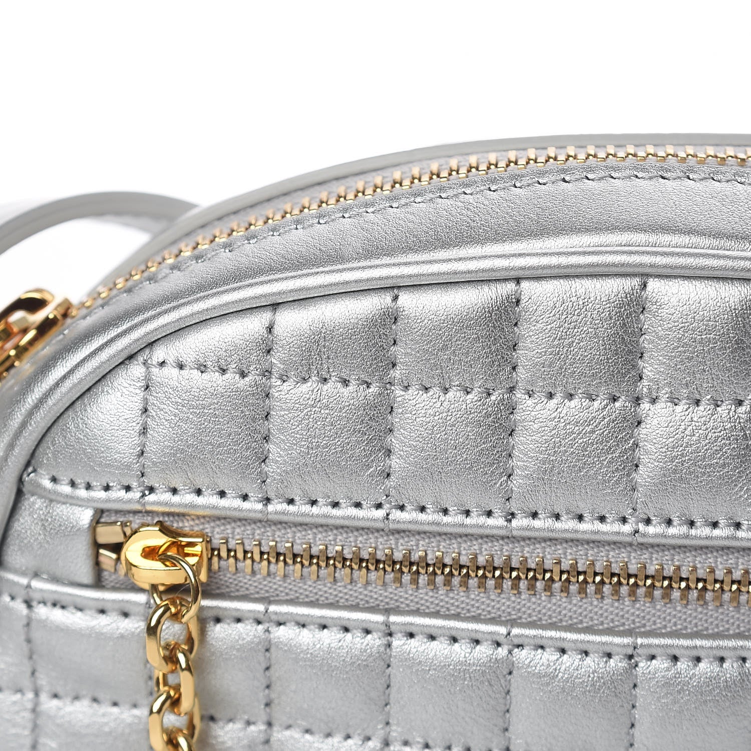 Celine Laminated Calfskin Quilted Small C Charm Bag Silver 9 of 11
