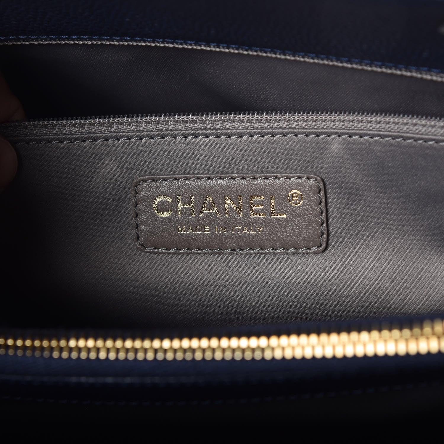 Chanel Caviar Quilted Grand Shopping Tote GST Dark Navy Blue 6 of 10