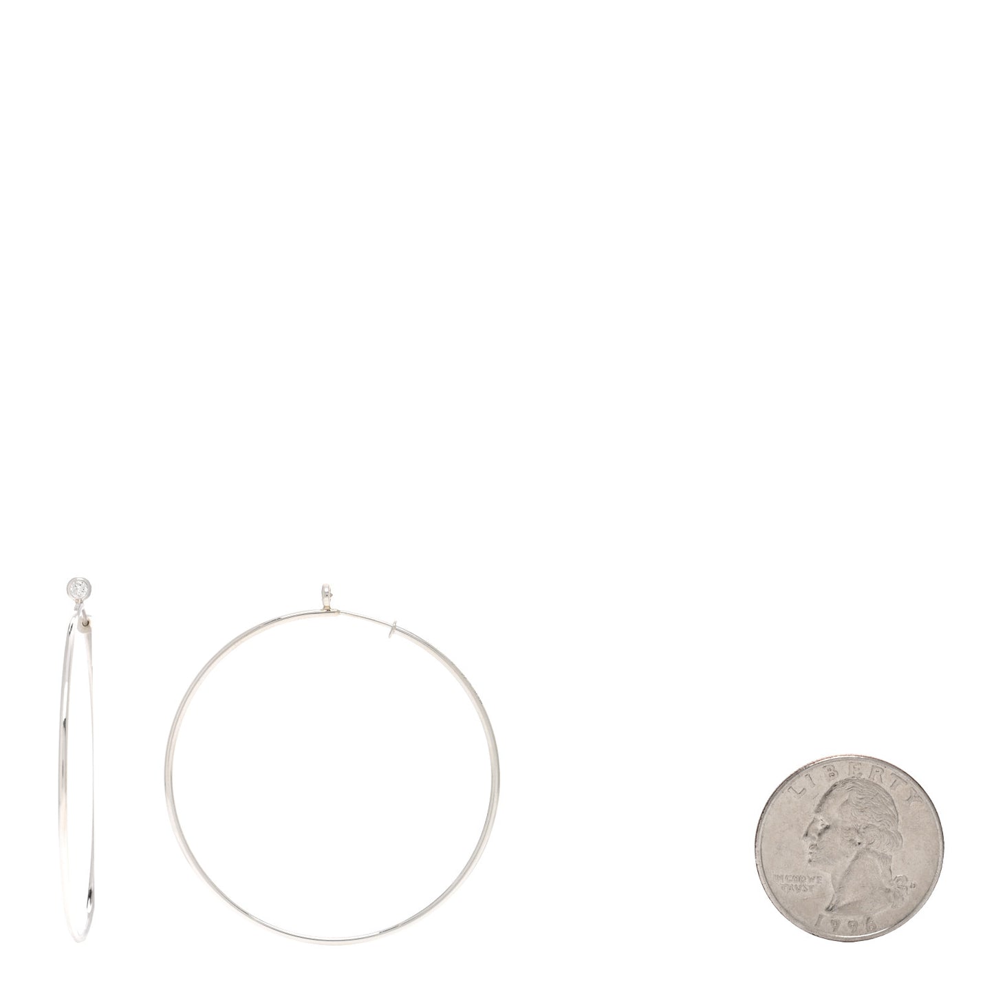 Sterling Silver Diamond Medium Elsa Peretti Hoop Earrings