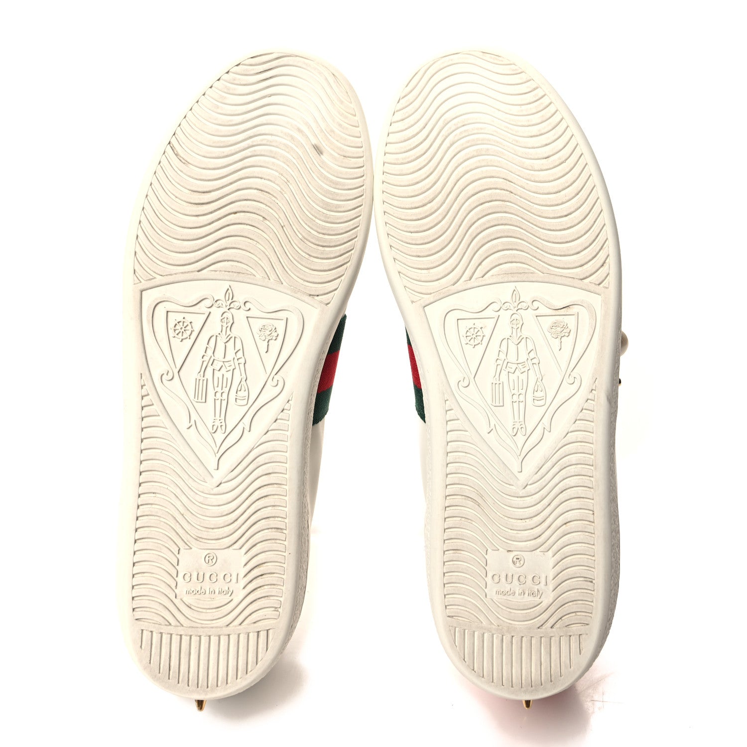 Gucci Calfskin Web Pearl Studded Womens Ace Sneakers 35.5 White 5 of 9