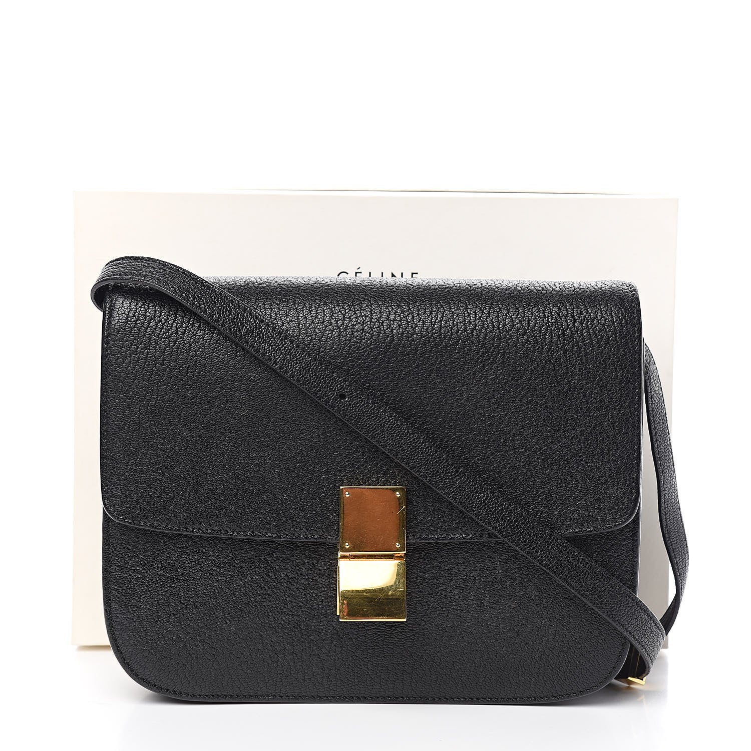 Celine Goatskin Medium Classic Box Flap Bag Black 12 of 12
