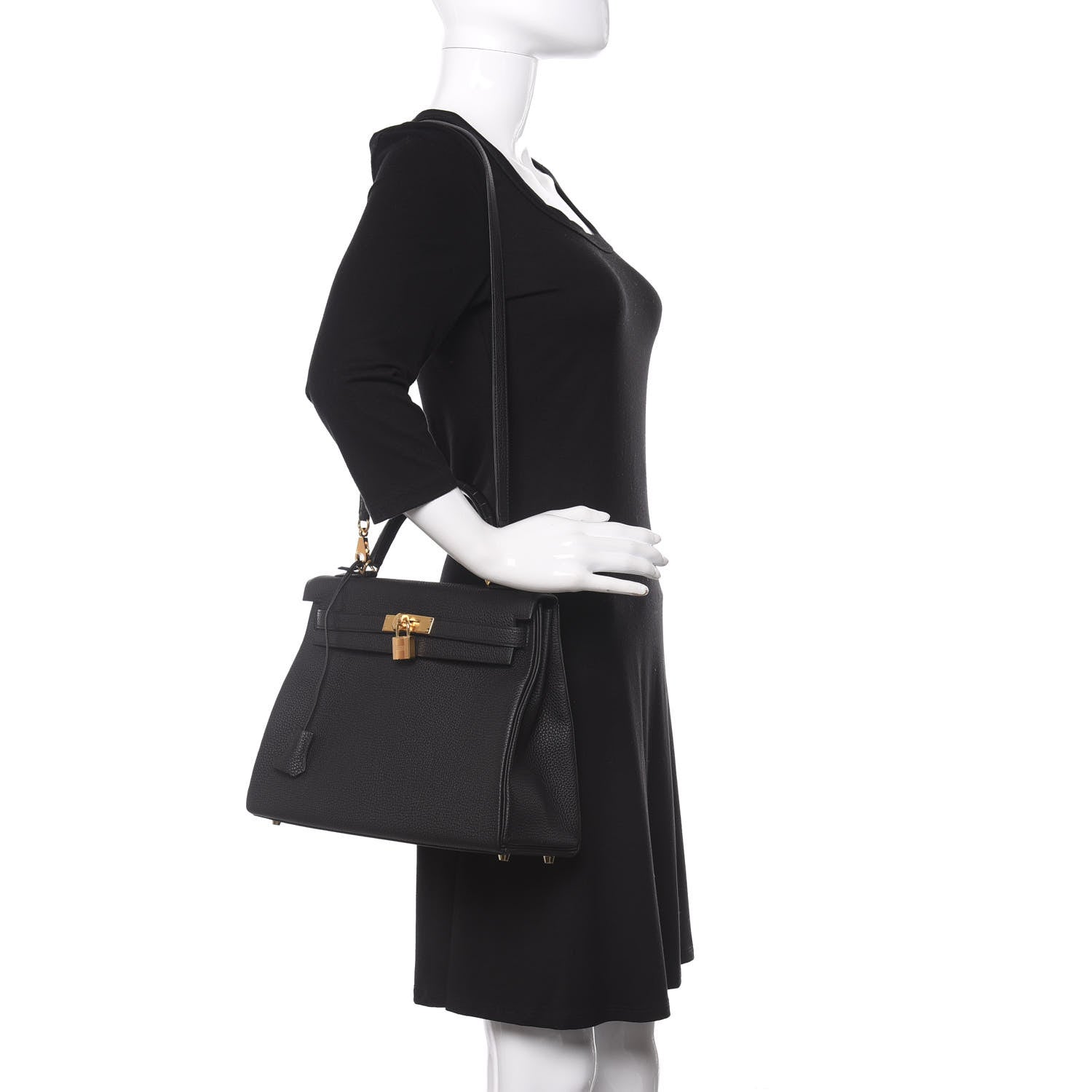 Hermes Togo Matte Alligator Kelly Retourne Touch 32 Black 2 of 11