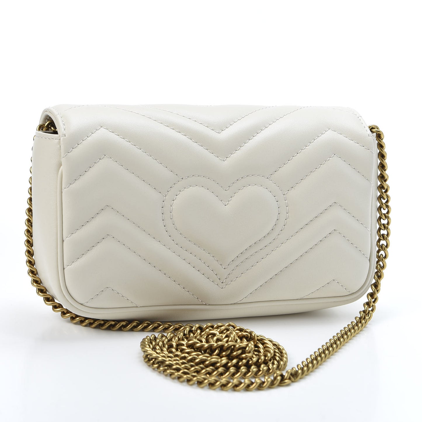 Calfskin Matelasse Super Mini GG Marmont Shoulder Bag White