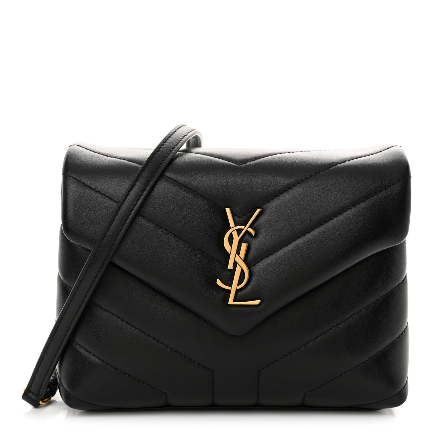 Calfskin Y Quilted Monogram Toy Loulou Crossbody Bag Black
