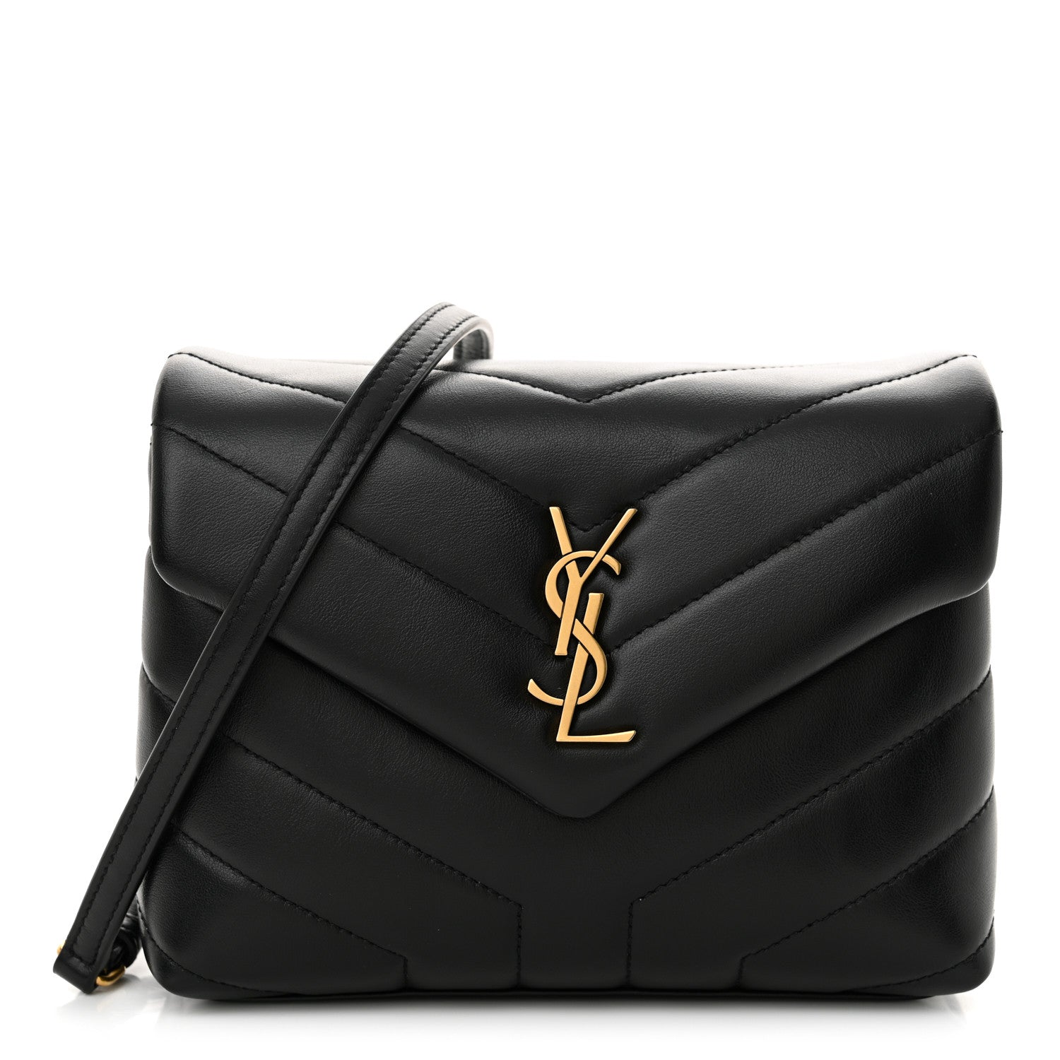 Saint Laurent Calfskin Y Quilted Monogram Toy Loulou Crossbody Bag Black 1 of 11
