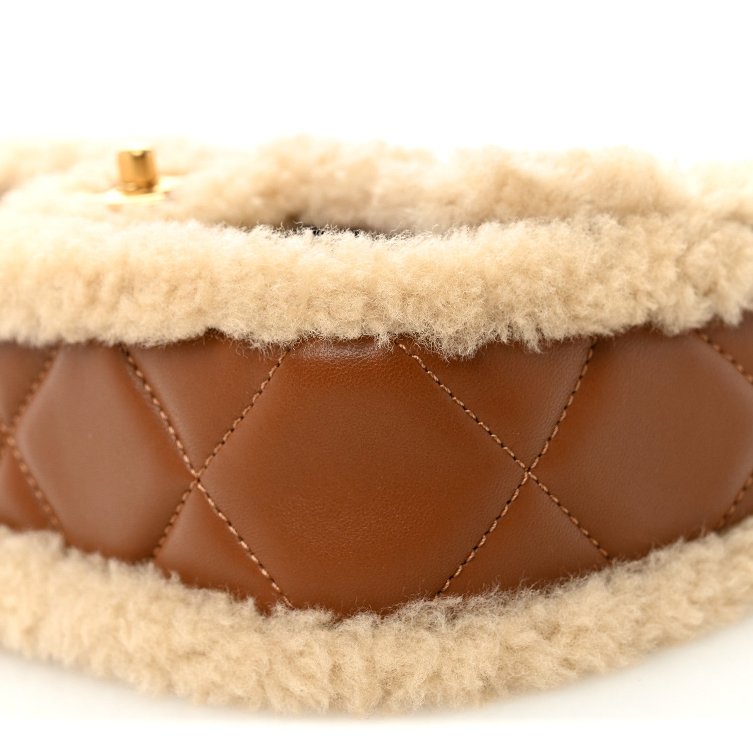 Chanel Shearling Lambskin Quilted Mini Furry Coco Flap Beige Brown