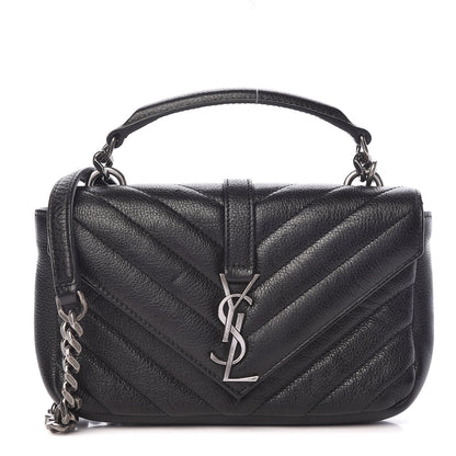 Saint Laurent Sheepskin Matelasse Chevron Monogram College Chain Wallet Black 1 of 12