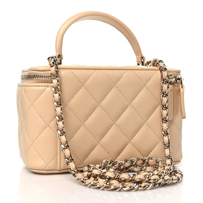 Chanel Lambskin Quilted Small Top Handle Vanity Case With Chain Beige 3 of 10