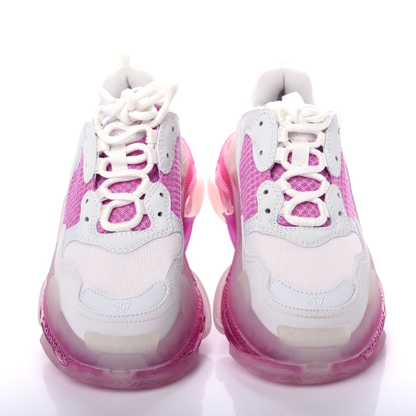 Fabric Mesh Clear Sole Womens Triple S Sneakers 37 White Pink