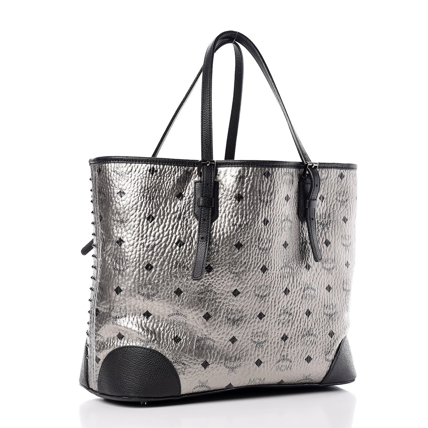 MCM Visetos Diamond Medium Tote Silver 3 of 18