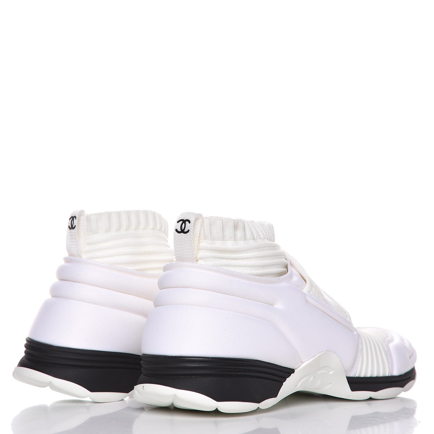 Chanel Stretch Fabric CC Sneakers 39 White 4 of 10