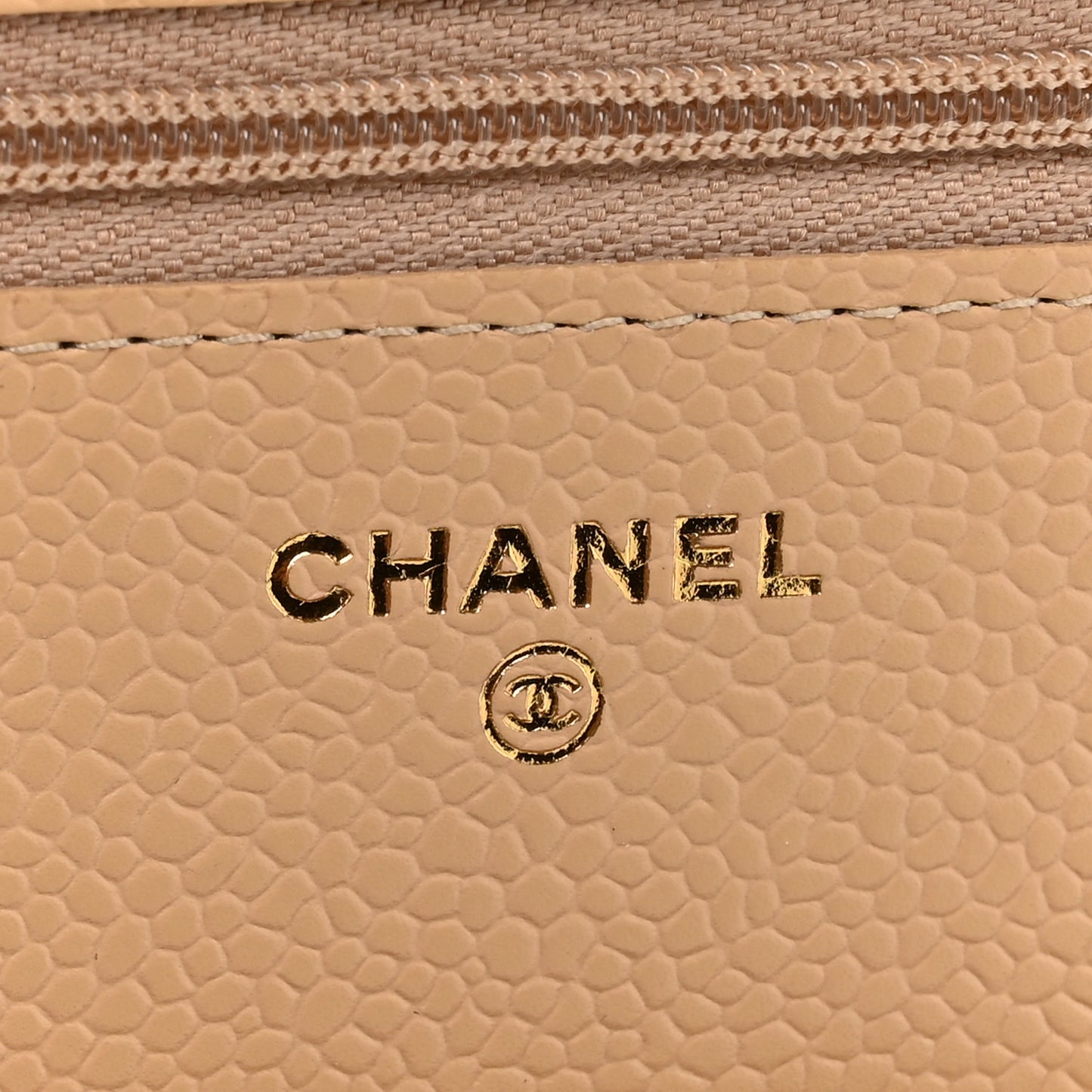 Caviar Quilted Wallet on Chain WOC Beige Clair
