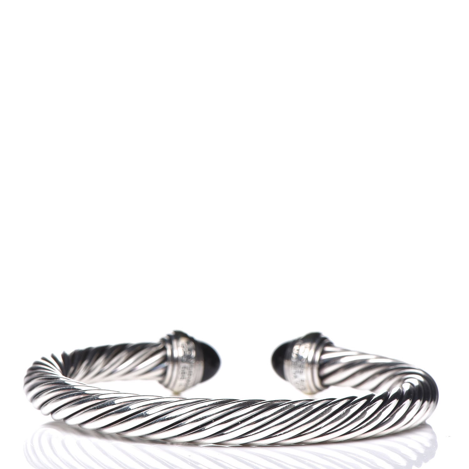 David Yurman Sterling Silver 14K Yellow Gold Black Onyx 7mm Cable Classics Bracelet 3 of 5