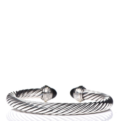 David Yurman Sterling Silver 14K Yellow Gold Black Onyx 7mm Cable Classics Bracelet 3 of 5