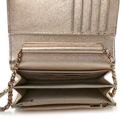 Chanel Metallic Lambskin Quilted Mini Wallet On Chain WOC Gold 5 of 9