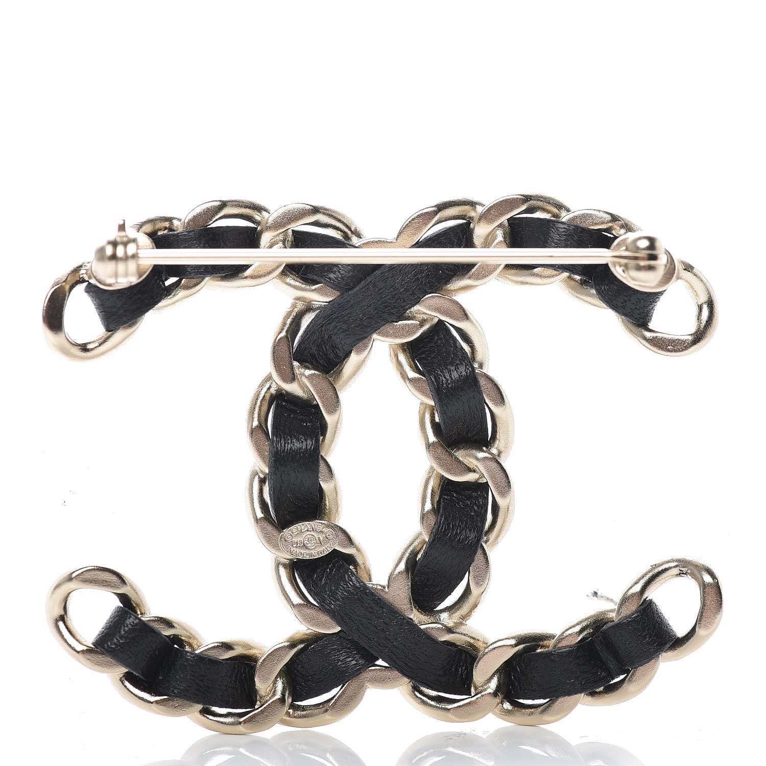 Chanel Lambskin Chain CC Brooch Black Gold 3 of 5