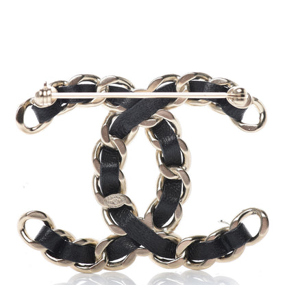 Chanel Lambskin Chain CC Brooch Black Gold 3 of 5