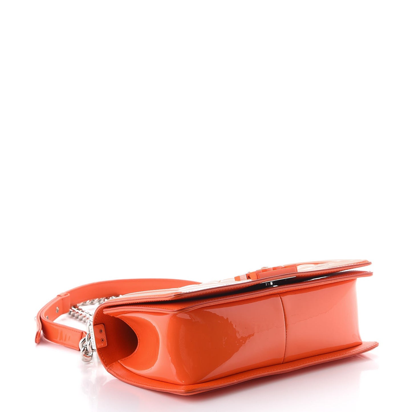 Patent Calfskin Medium Plexiglass Boy Flap Orange