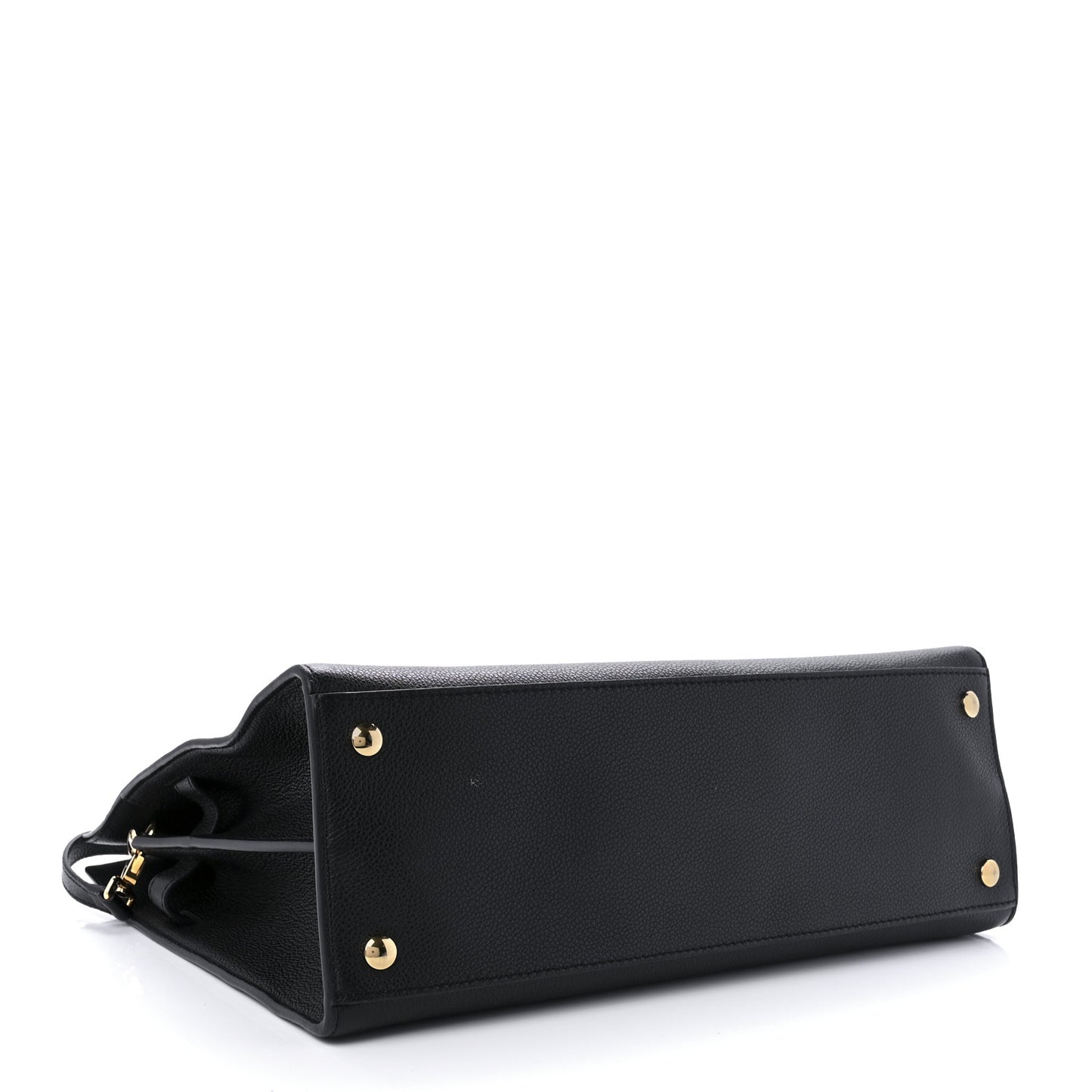 Grainy Calfskin Medium Title Bag Black
