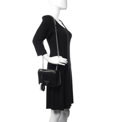 Prada Soft Calf Impunture Medium Diagramme Flap Black 2 of 9