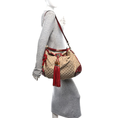 Gucci Monogram Snakeskin Large Unicef Indy Top Handle Hobo Red 2 of 10