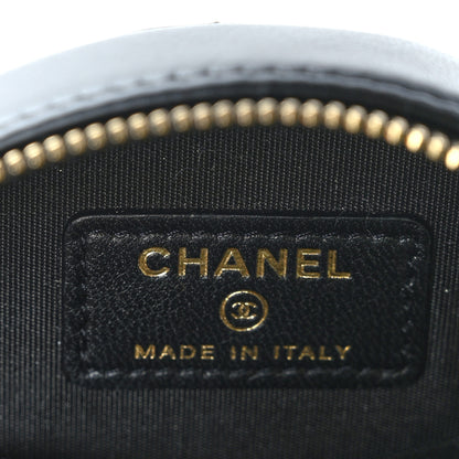Chanel Lambskin Quilted Zirconium Round Clutch With Chain Black 6 of 9